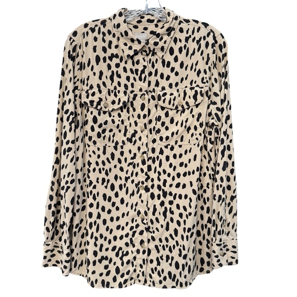Chico’s Size 1 (M 8/10) Animal Print Button Down Long Sleeve Blouse - Picture 1 of 6